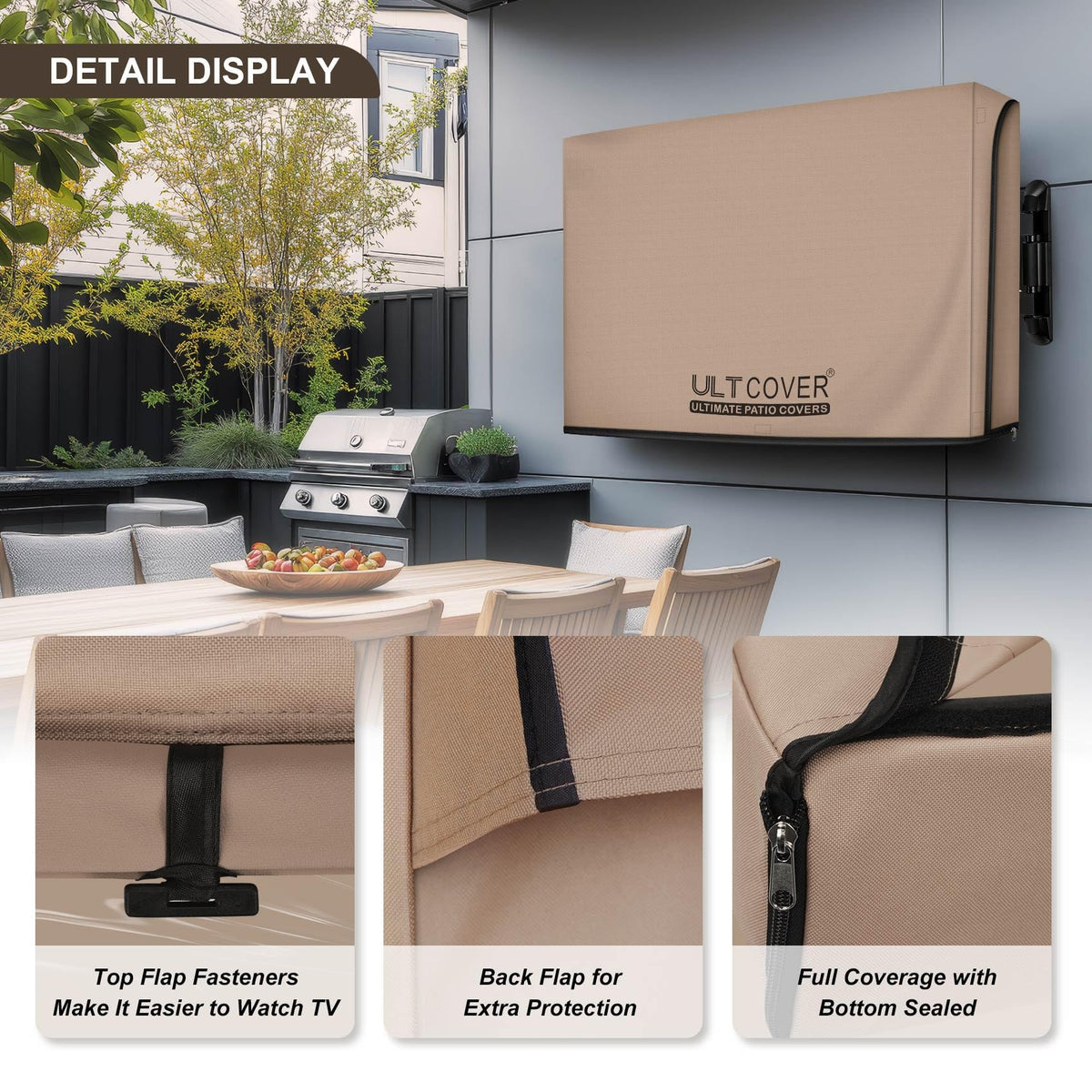 ULTCOVER Waterproof Outdoor TV Cover 55-59 inch, Black