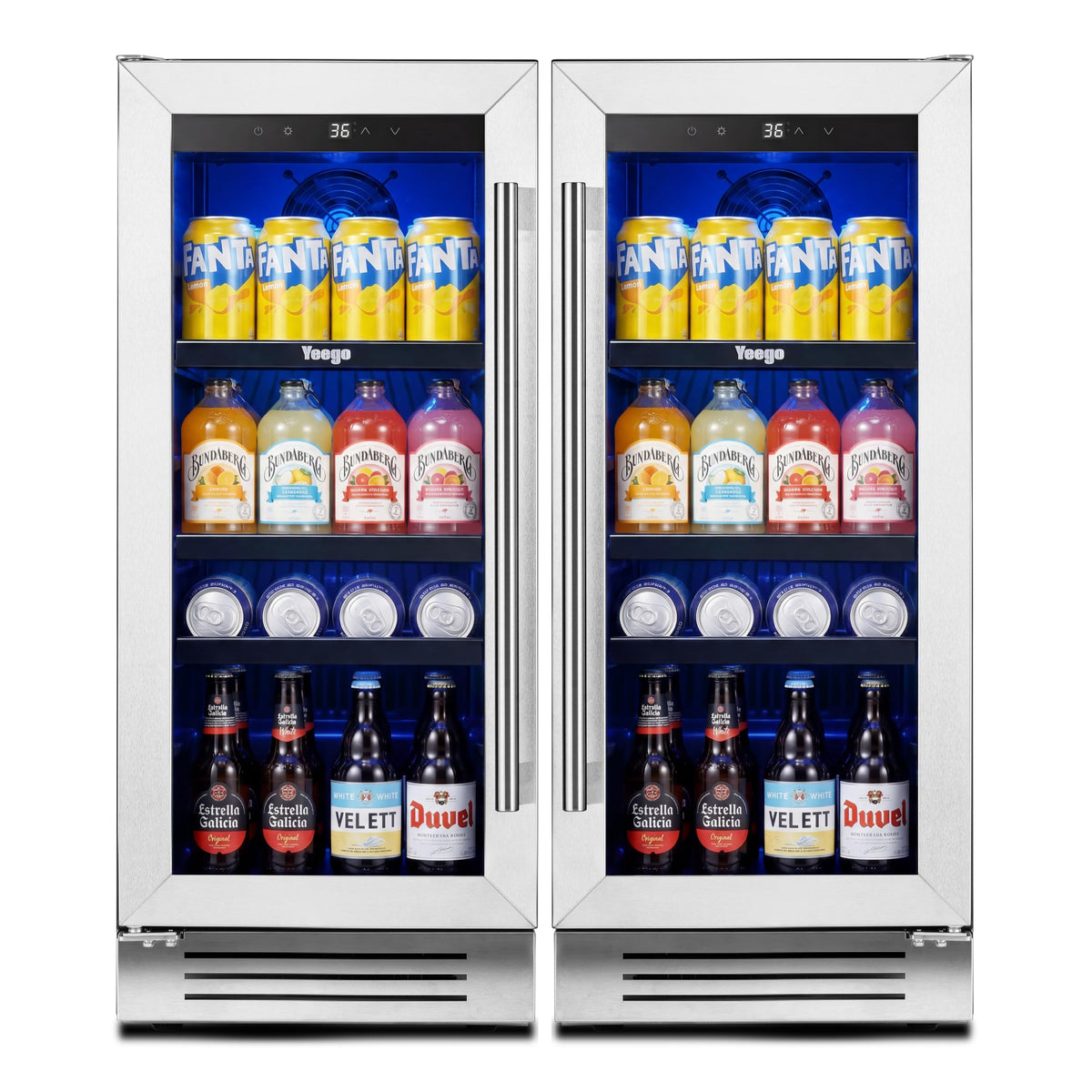 Yeego Beverage Refrigerator - 24 inch 180 Cans Beer Cooler with Glass Door