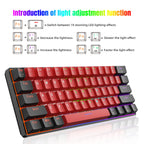 Snpurdiri 60% Wired Mechanical Gaming Keyboard, Ice Blue LED Backlit 61 Keys Mini Wired Office Keyboard for Windows Laptop PC Mac (Black-White, Red Switches)