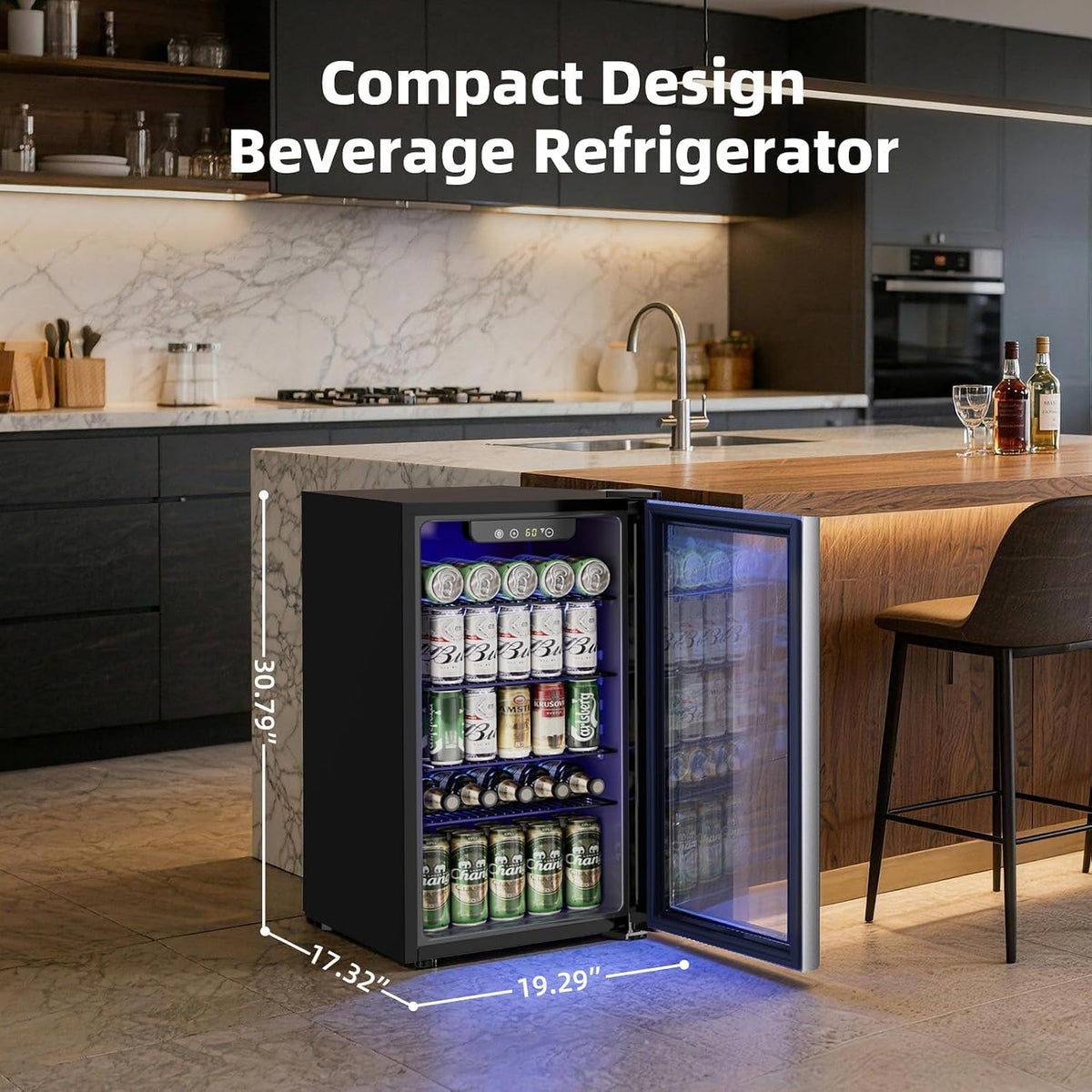 Antarctic Star Beverage Refrigerator Cooler 68 Can, Mini Fridge with Glass Door for Beer Drinks Wine,Freestanding Small Fridge with Electronic Temperature Control for Home and Bar,1.7 cu.ft