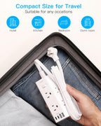One Beat 10Ft Extension Cord with Multiple Outlets,Flat Plug Power Strip