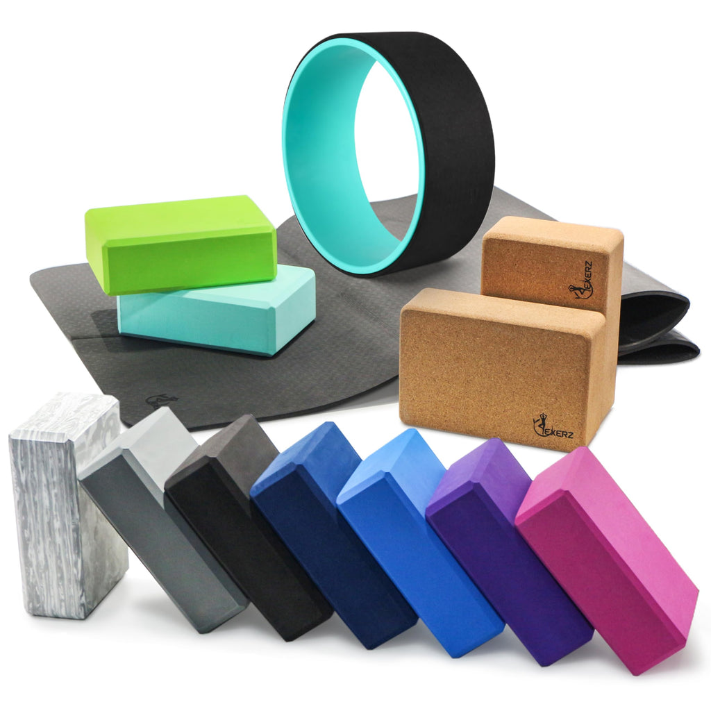 EXERZ Yoga Blocks 2pcs Gym Bricks -Comfortable Fitness Yoga Bricks, Anti-Slip, Lightweight and Travel Friendly Pilates Practice