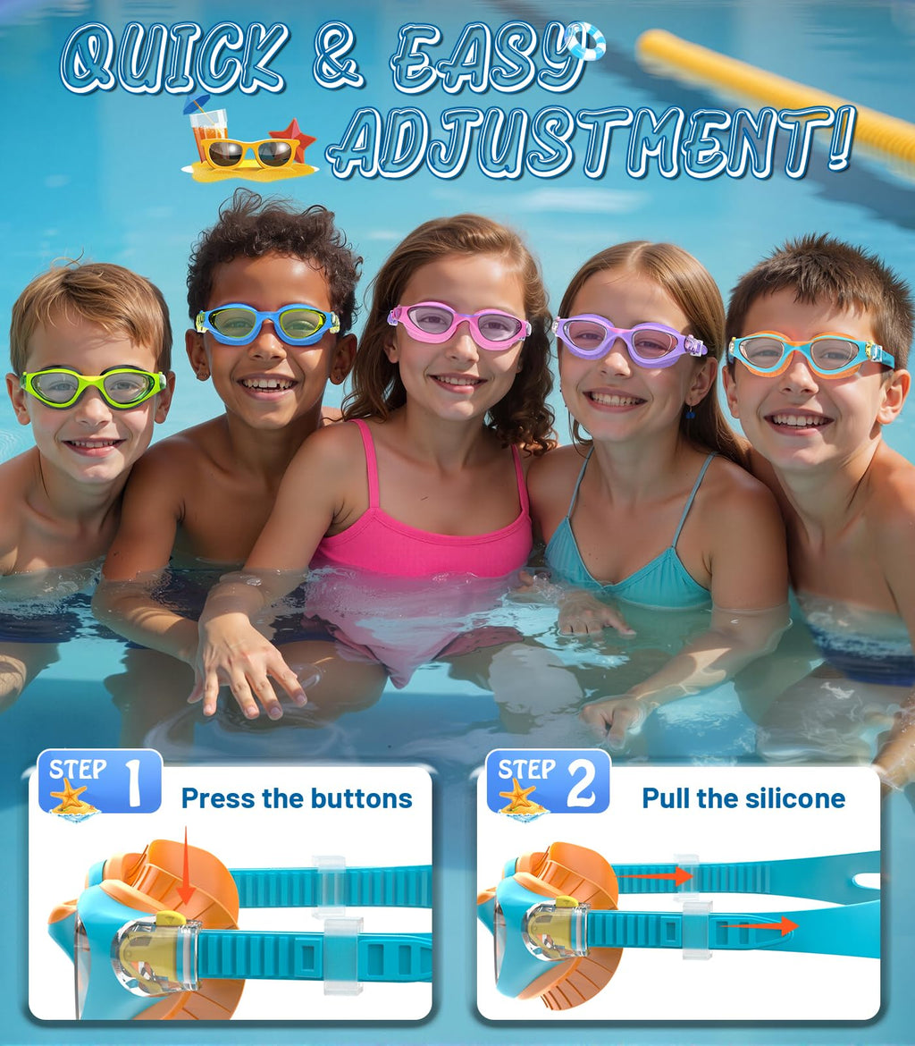 Kids Swimming Goggles for Boys & Girls Aged 6-14, Anti-Fog
