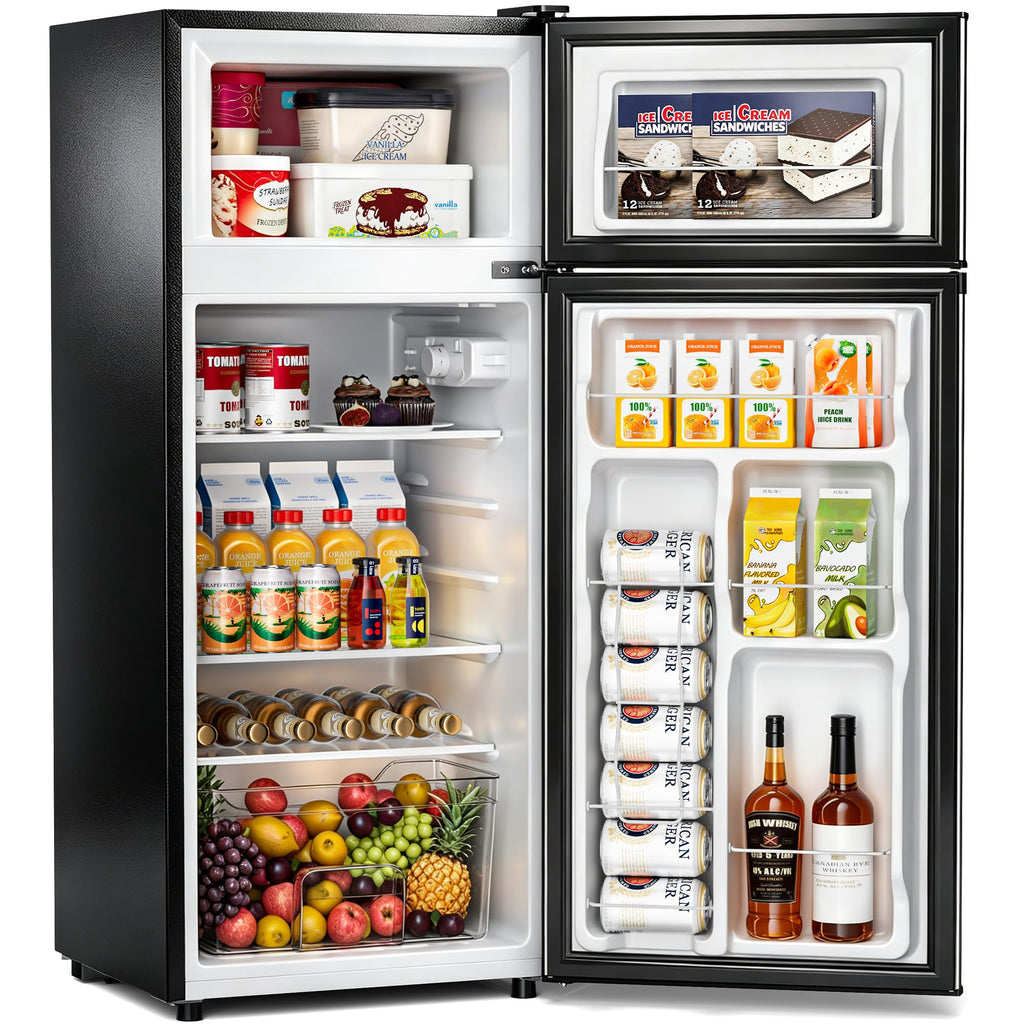 Manastin 4.5cf Mini Fridge for Dorm/Office Quiet 2-Door Adjustable