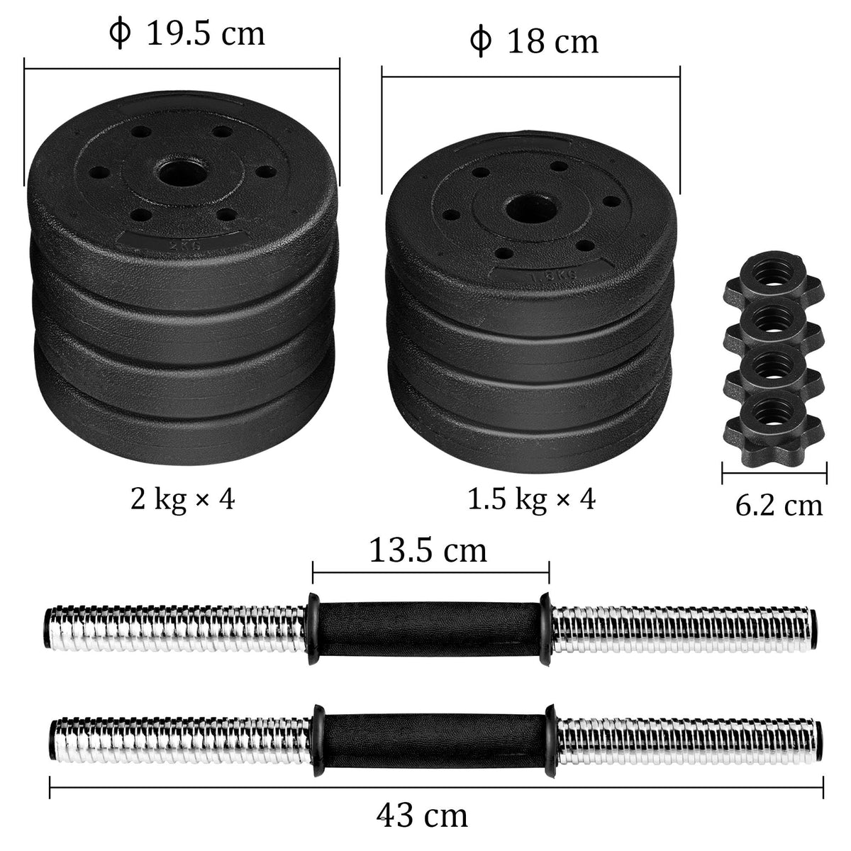 Yaheetech 30KG/25KG/20KG/15KG Adjustable Dumbbells Weight Set for Men/Women