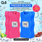 G4GADGET 16cm Freezer Blocks – Pack of 4 – Long-Lasting Reusable Ice Packs for Coolers, Picnic Bags, Travel & Outdoor Adventures – Ideal for Beach & Hiking Trips