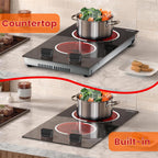 2 Burner Electric Cooktop 110V 2000W Countertop or Built-in