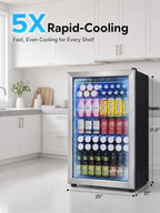 Icyglee 126 Can Mini Fridge, 3.2 Cu.Ft Beverage Refrigerator, Drink Cooler