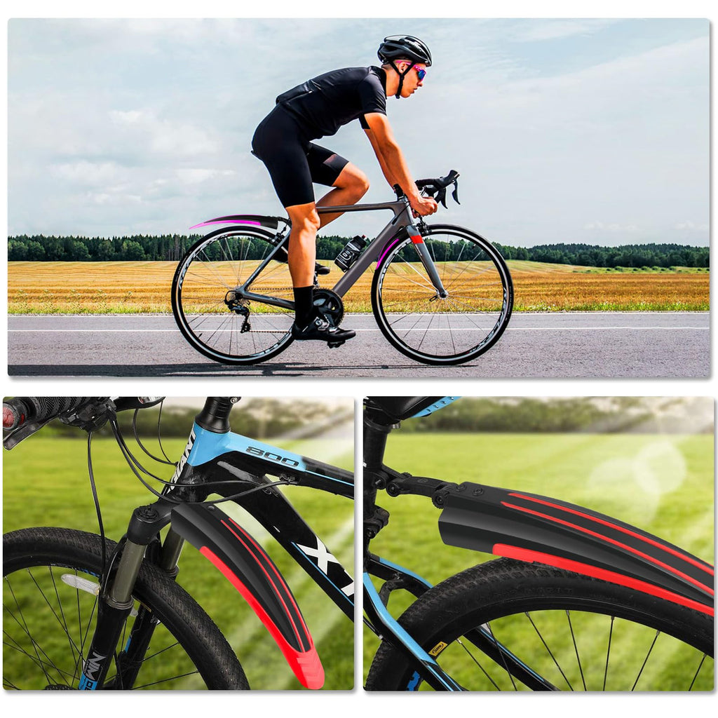 Bike Mudguard Set, Portable Adjustable Road Mountain Bike Bicycle Cycling Tires Front and Rear Mud Guard Fenders for MTB Mountain Road Bike