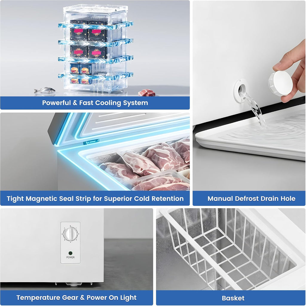 BANGSON 3.5 Cu.Ft Chest Freezer for Apartment, White