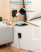 10 Ft Extension Cord, Flat Power Strip with 4 Outlets 4 USB Ports (2 USB C)
