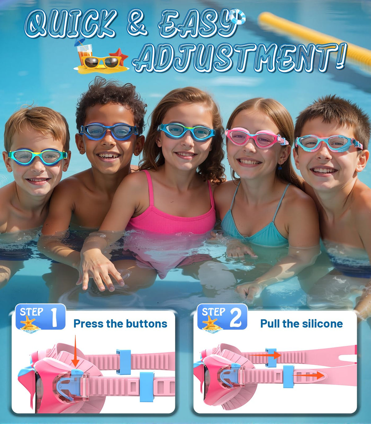 Kids Swimming Goggles for Boys & Girls Aged 6-14, Anti-Fog