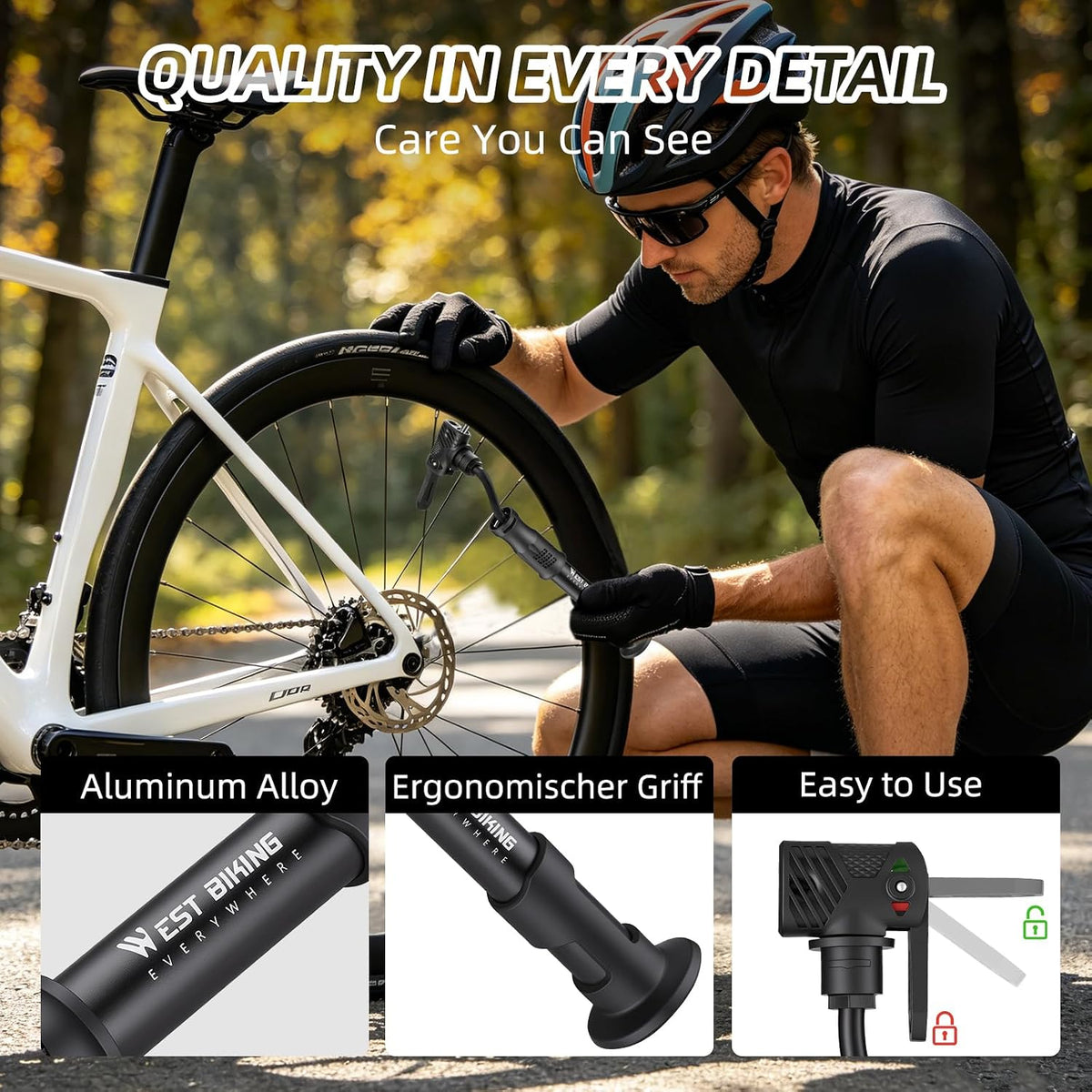 Bicycle Pump Mini Bike Pump Aluminum Alloy Cycle Pump for Presta & Schrader Valve, Portable Lightweight Bike Tyre Pump Fast Tyre Inflation Mini Air Pump For Mountain Road Bike Ball Pump