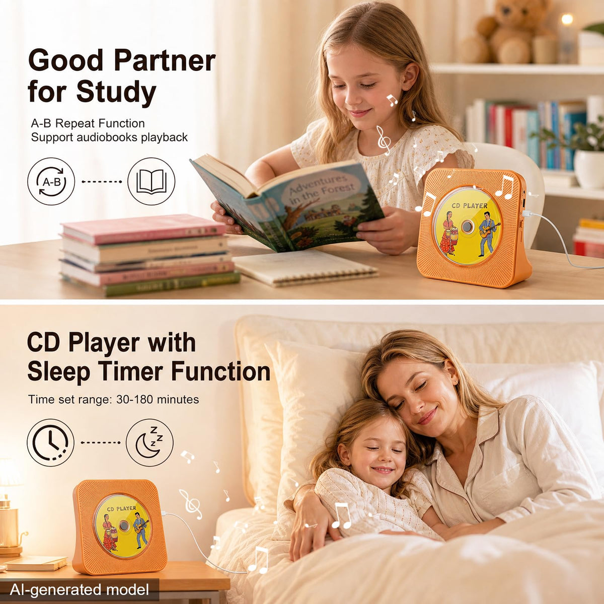 Gueray CD Player Portable Bluetooth Desktop CD Players for Home