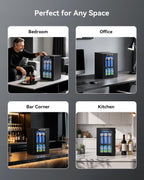 24 Can Beverage Refrigerator, Countertop Mini Fridge with Glass Door, Black