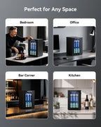 24 Can Beverage Refrigerator, Countertop Mini Fridge with Glass Door, Black