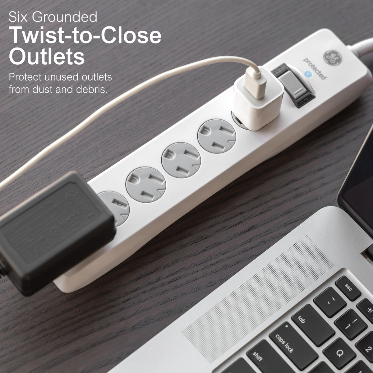 GE Surge Protector Power Strip, 6 Ft Extension Cord, 6 Outlet Extender