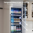 Yeego Beverage Refrigerator - 24 inch 180 Cans Beer Cooler with Glass Door