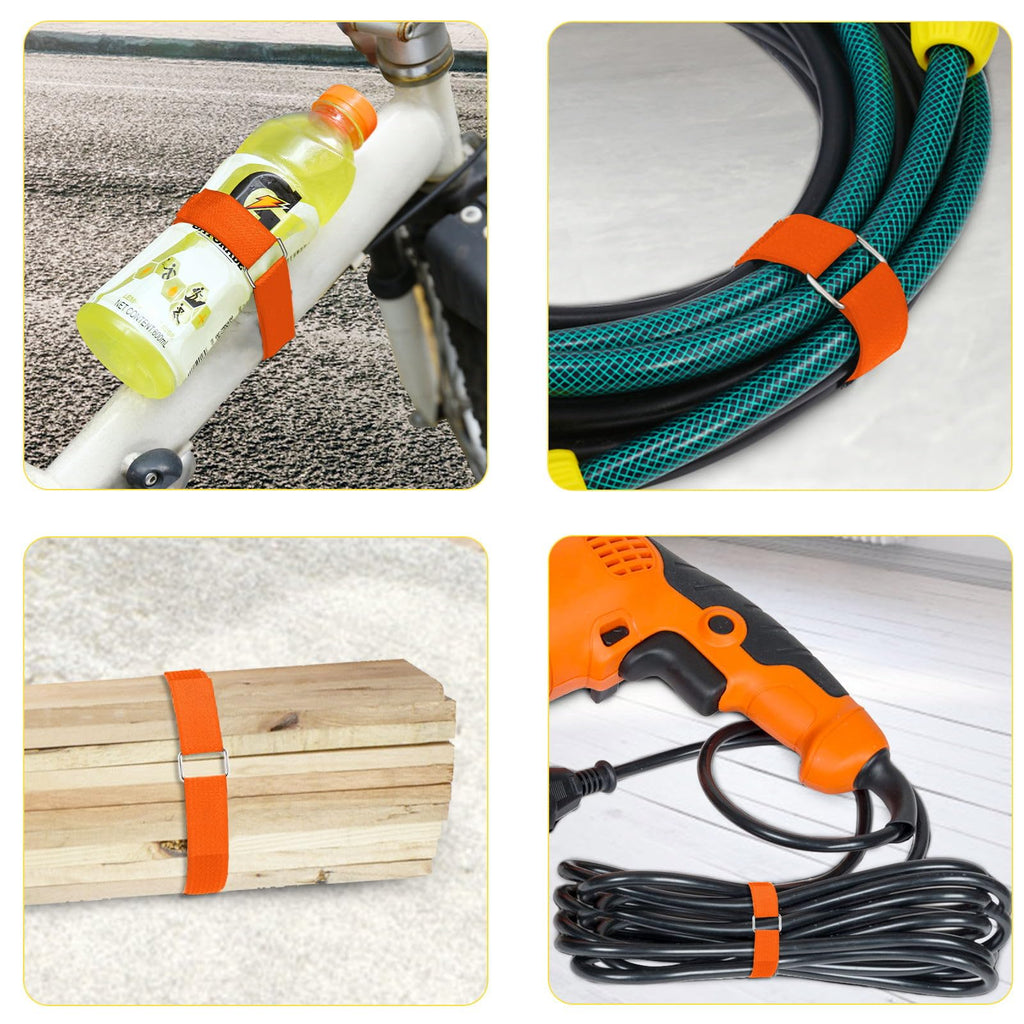 YMCRLUX 1"x64ft Hook and Loop Straps with 70 Metal Buckles, Adjustable Fastening Cable Straps, Cut-to-Length Cinch Strap, Reusable Nylon Securing Cord Ties for Organizer or Storage, 1 inch Wide, Black