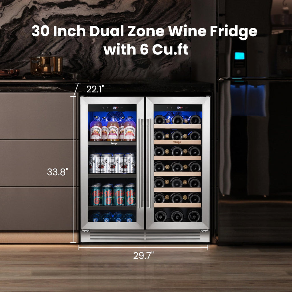 Yeego Beverage Refrigerator - 24 inch 180 Cans Beer Cooler with Glass Door