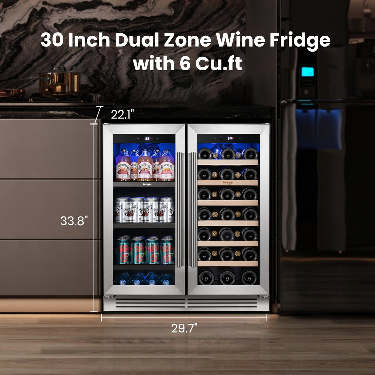 Yeego Beverage Refrigerator - 24 inch 180 Cans Beer Cooler with Glass Door