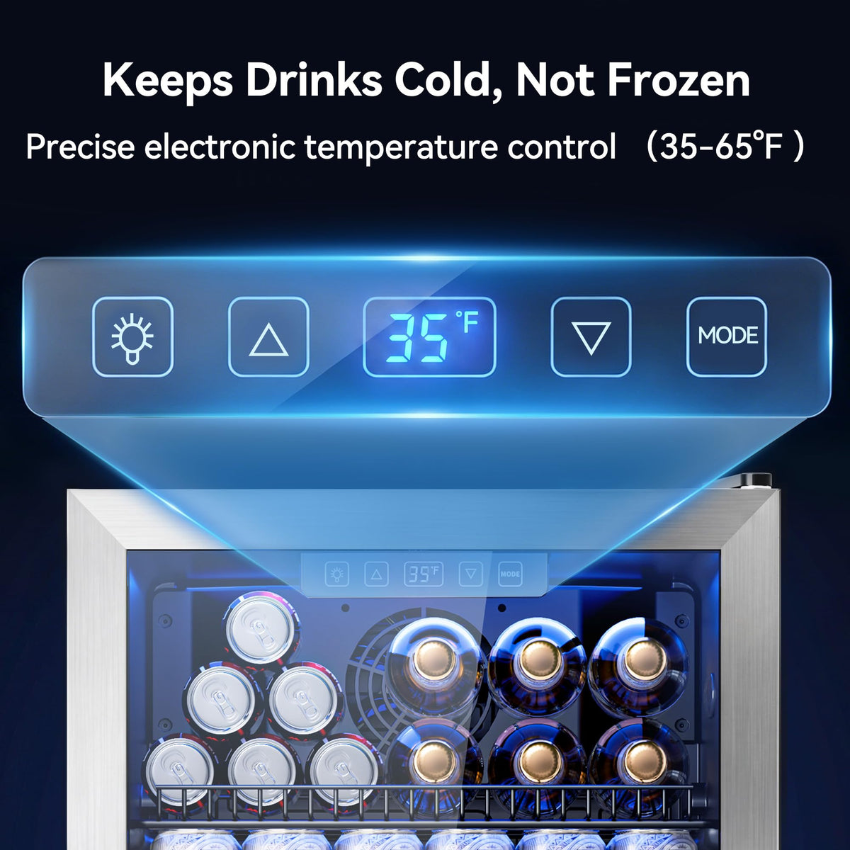 2.5 Cu.Ft Beverage Fridge, Glass Door Mini Fridge, Silver, 96 Can