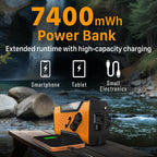 FosPower NOAA Emergency Weather Radio A1 7400mWh Solar Hand Crank (Orange)