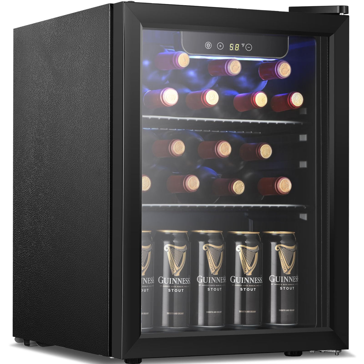 Antarctic Star 12 Bottle 48 Can Beverage Refrigerator Cooler - Mini Fridge Glass Door for Beer Soda Drinks or Wine,Freestanding Beverage Fridge for Home and Bar with Adjustable Shelving, 1.3 Cu. Ft.