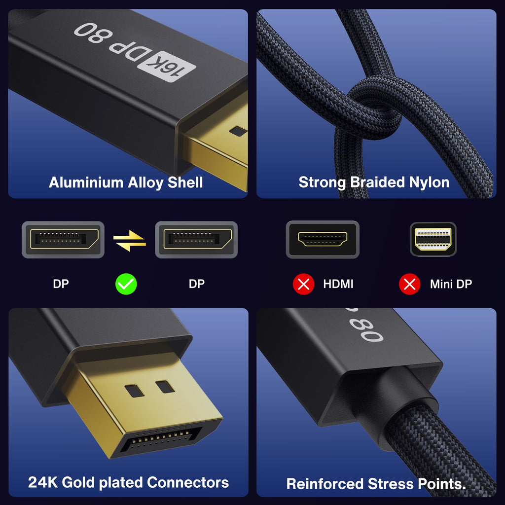 IVANKY VESA Certified 8K DisplayPort Cable 1.4, 6.6ft DP Cable Supports HDR