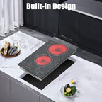 Karinear Electric Cooktop 2 Burners, 110v Plug in Electric Stove Top