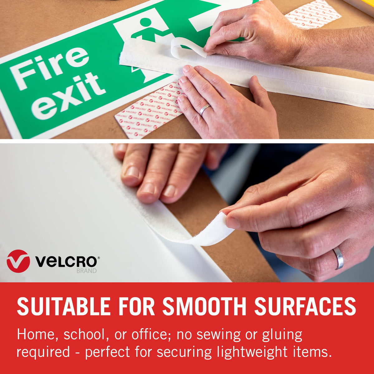 VELCRO Brand Stick On Tape Cut-to-Length Strong Hook & Loop Self Adhesive Sticky Tape Perfect for Room Décor & Home, Office, Garage Use Black 20mm x 50cm
