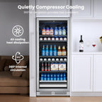 Yeego Beverage Refrigerator - 24 inch 180 Cans Beer Cooler with Glass Door