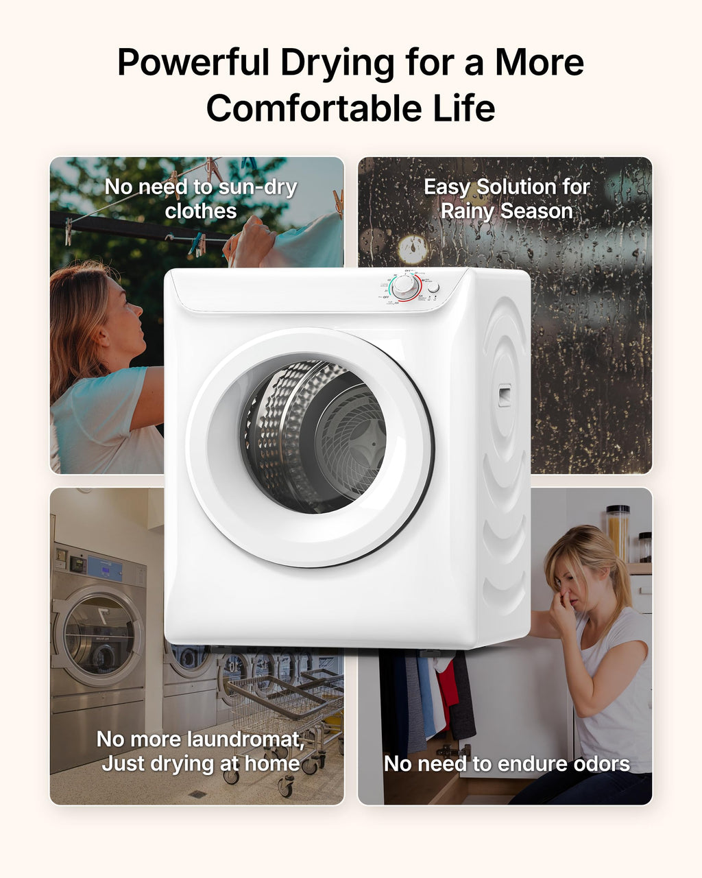 1.5 Cu. Ft. Protable Clothes Dryers with LED Control
