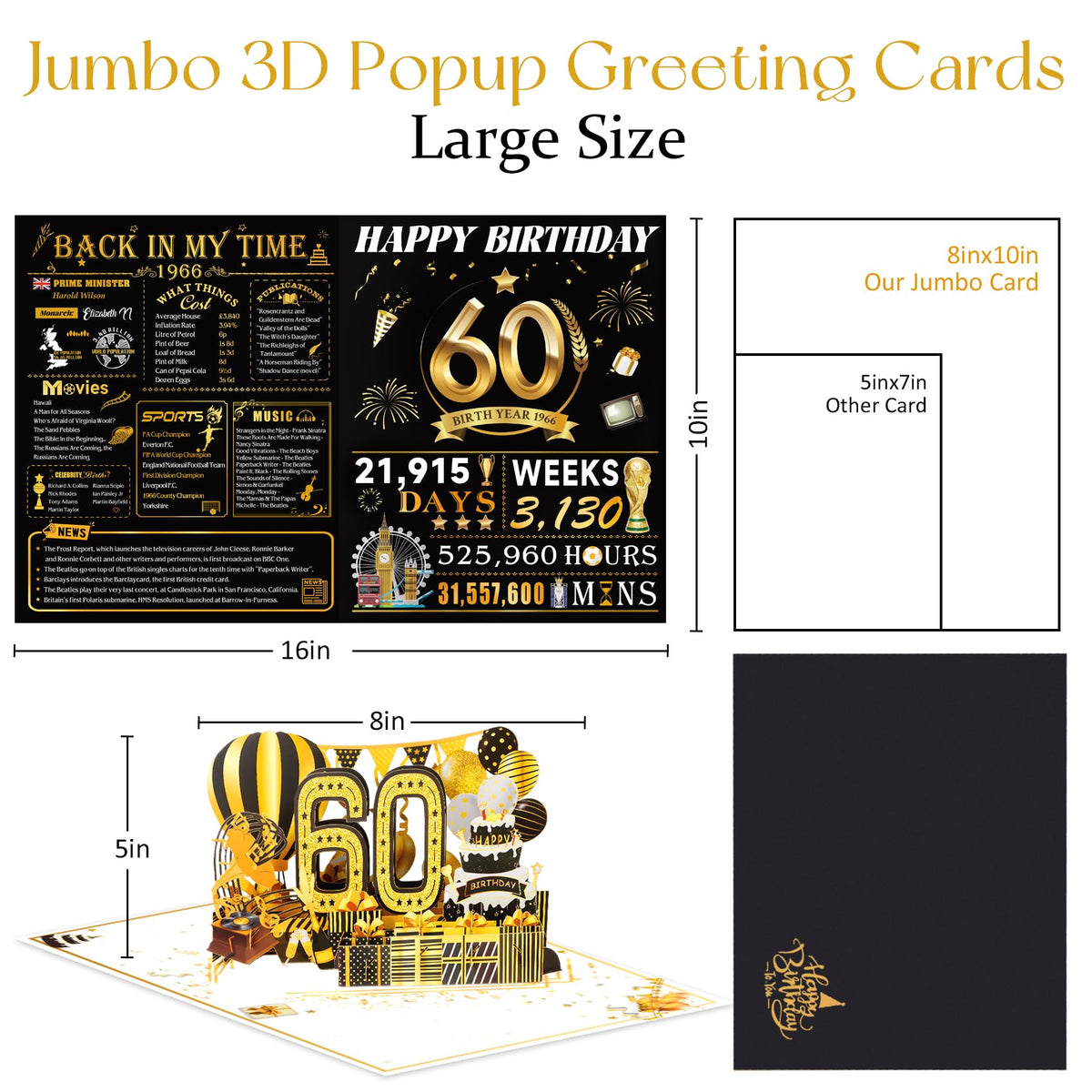 16th Birthday Card for Girl Boy Son Daughter, Big Pop Up 16th Birthday Cards for Grandson Granddaughter, Back In 2010 Funny 16 Year Old Birthday Decorations