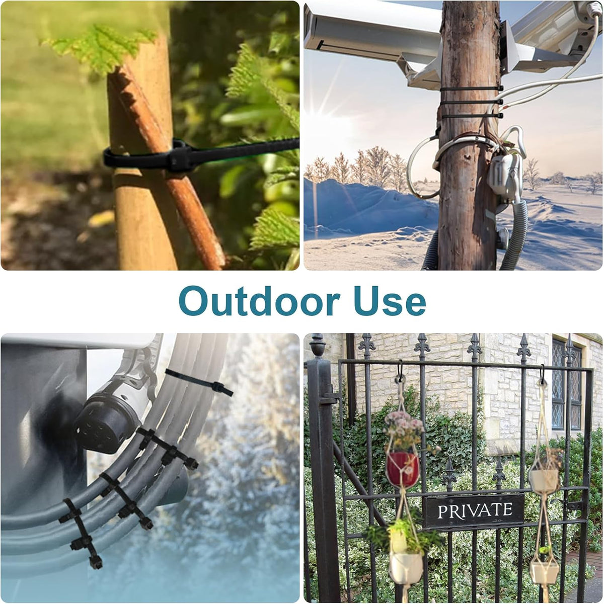 Black Zip Ties Assorted 12+8+6+4 inch, 200 Pack, Cable Ties, UV Resistant Wire Ties for Outdoor Use,Tie Straps, LOCKLOCK