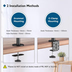 BONTEC Dual Monitor Arm Desk Mount for 13–27 Inch Computer Screens, VESA 75x75/100x100, Full Motion Adjustable Monitor Arm with 360° Rotation, Height Adjustable up to 430mm, Max 10kg per Arm, Black