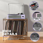 Seasonlife® Retro Vinyl Record Player with Stereo Speakers,Walnut Brown
