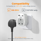 TESSAN UK to South Africa Plug Adapter, Type M Travel Adapter with USB C