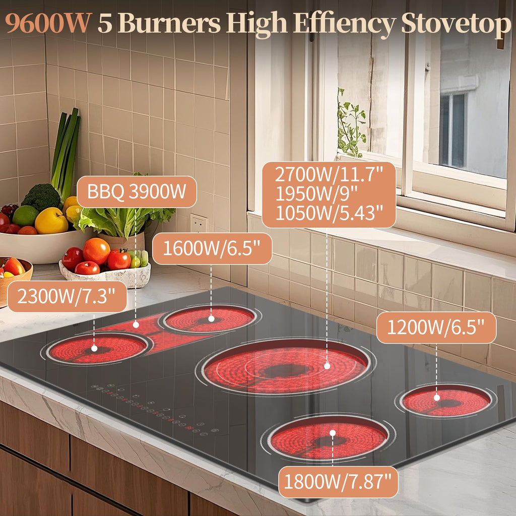 2 Burner Electric Cooktop 110V, 2000W Shard Power