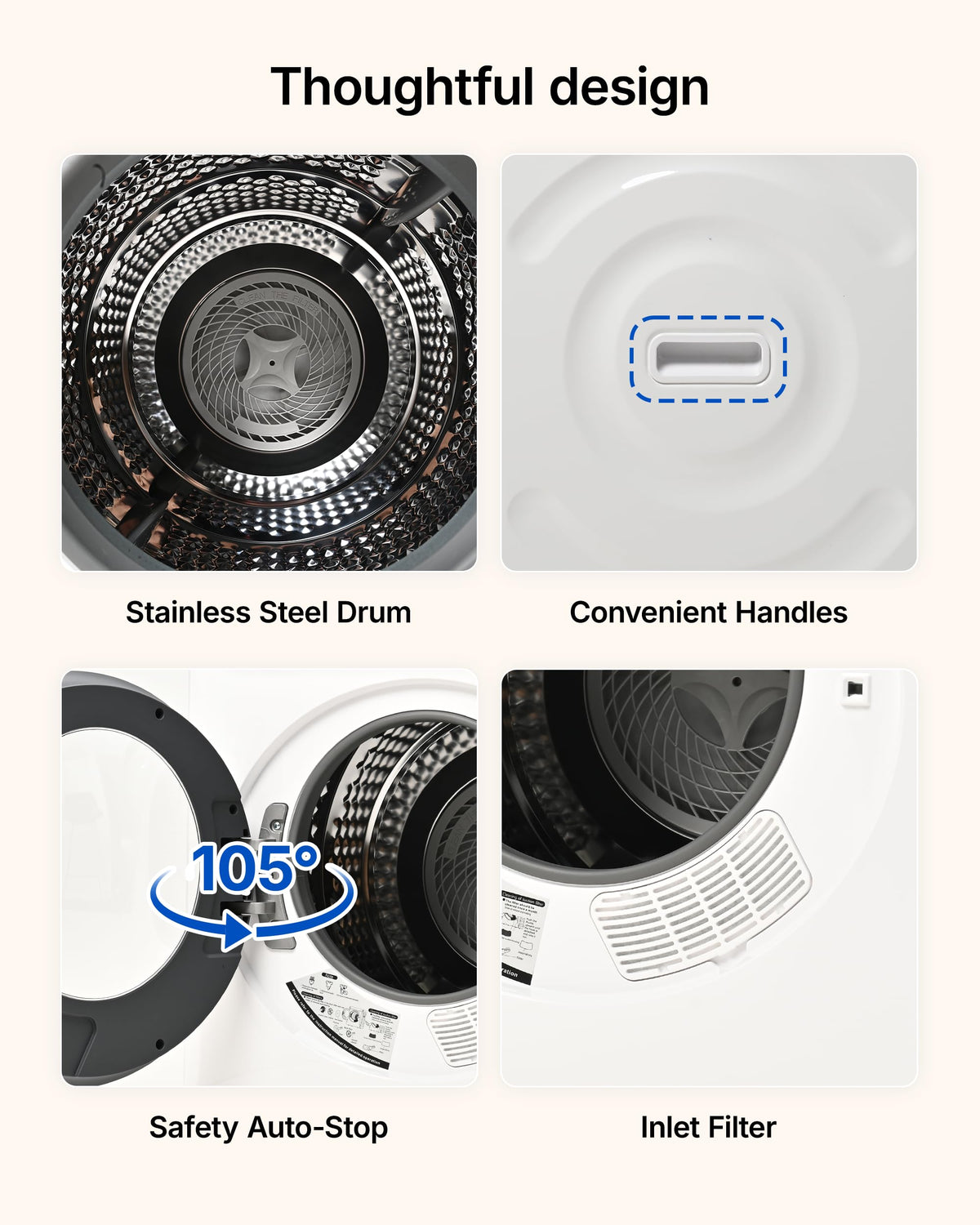 1.5 Cu. Ft. Protable Clothes Dryers with LED Control