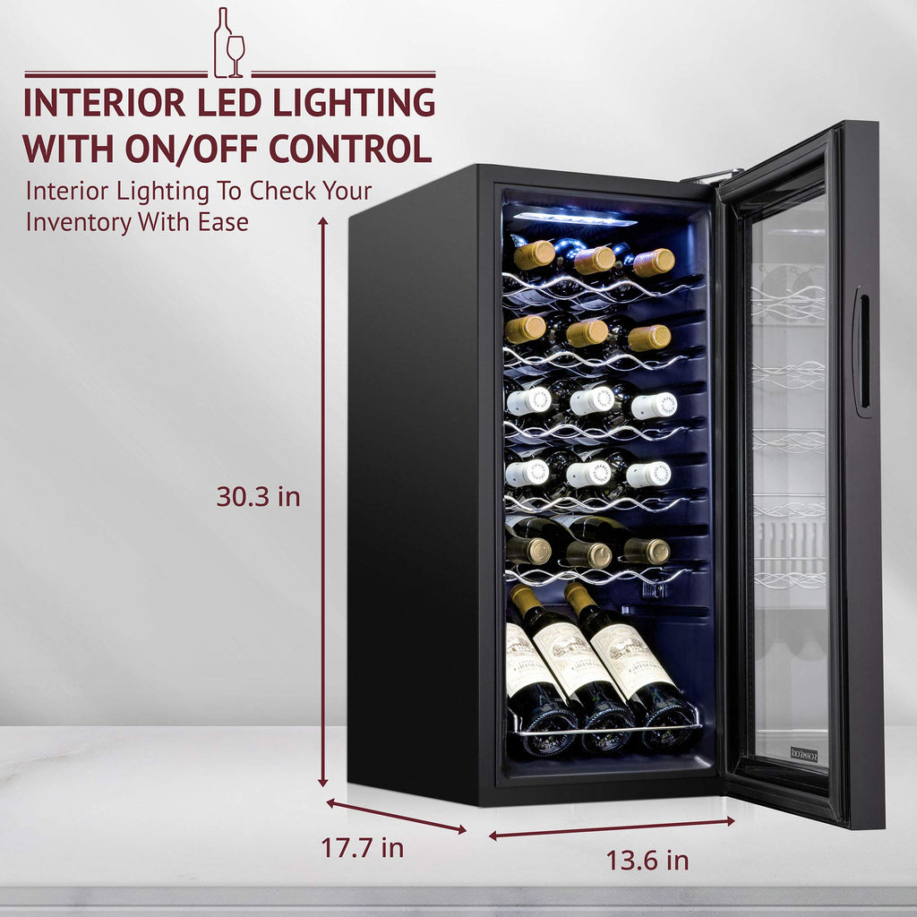 SCHMÉCKÉ 12 Bottle Compressor Wine Cooler Refrigerator w/Lock - Large Freestanding Wine Cellar For Red, White, Champagne or Sparkling Wine - 41f-64f Digital Temperature Control Fridge Stainless Steel