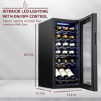 SCHMÉCKÉ 12 Bottle Compressor Wine Cooler Refrigerator w/Lock - Large Freestanding Wine Cellar For Red, White, Champagne or Sparkling Wine - 41f-64f Digital Temperature Control Fridge Stainless Steel