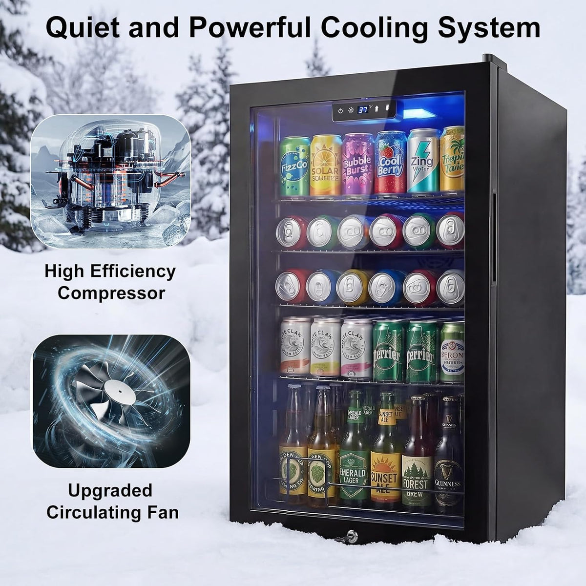 Mini Beverage Refrigerator Cooler -Small Beverage Fridge 1.4cu.ft