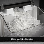 Kismile Nugget Ice Maker Countertop, 35 lbs/Day,Stainless Steel(Black)