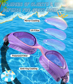 Kids Swimming Goggles for Boys & Girls Aged 6-14, Anti-Fog