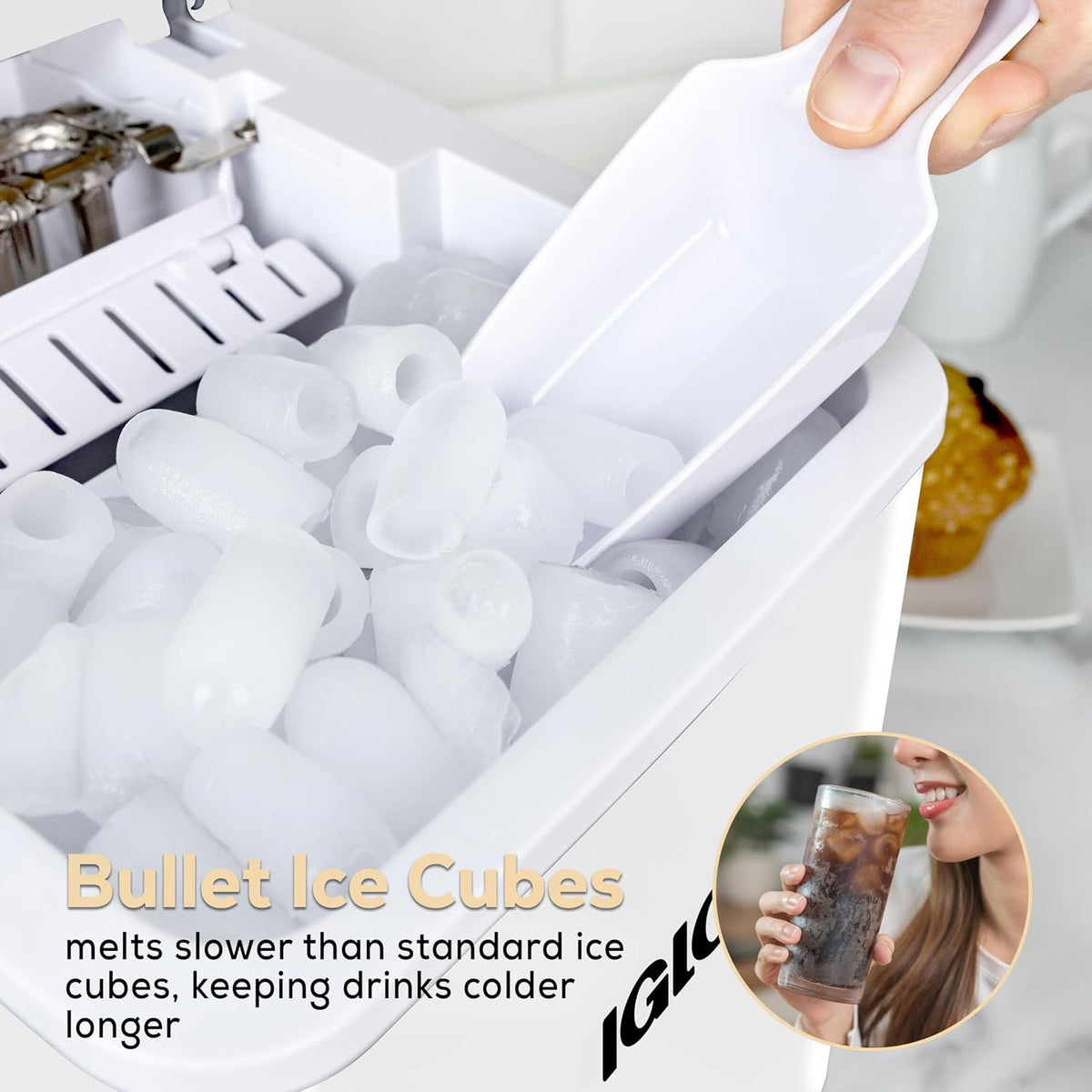 Igloo Ice Maker Countertop, Portable Ice Maker with Handle, 26lbs, Black