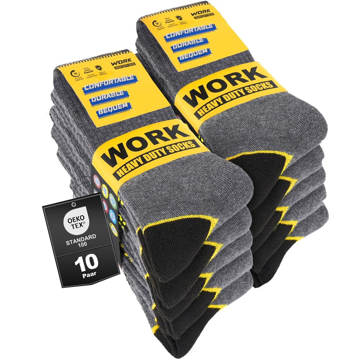 Men's Work Socks Heavy Duty Cushioned Crew Durable 10 Pairs