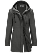 Outdoor Ventures Womens Waterproof Softshell Jacket Long Hooded Windbreaker