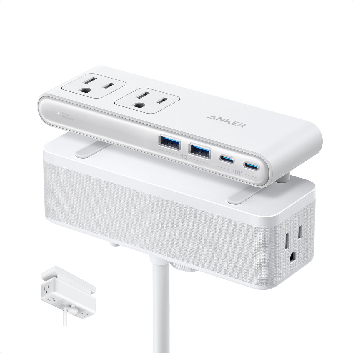 Anker Nano Power Strip, Desk Clamp, 70W Max, 1500J Surge Protector, 2 USB C