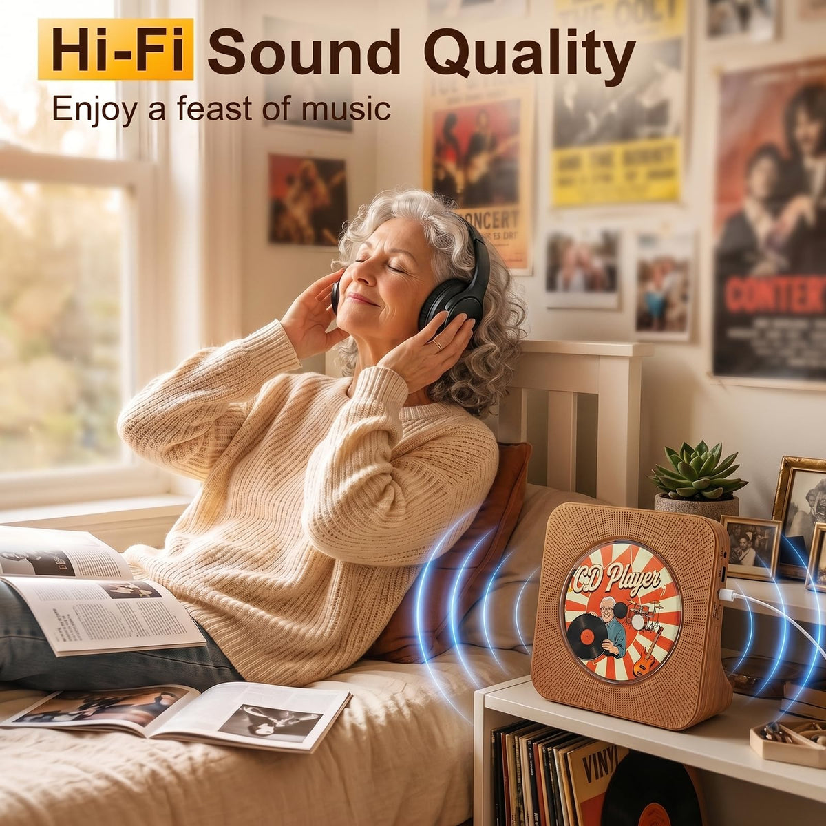 Gueray CD Player Portable Bluetooth Desktop CD Players for Home